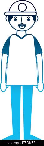 L'homme mâle caractère cartoon illustration vecteur d'image bleu néon Illustration de Vecteur