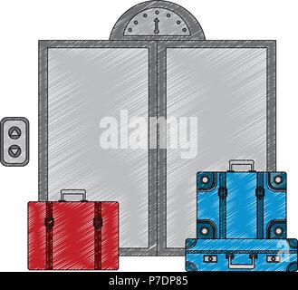 Porte de l'ascenseur avec valises vecteur icône isolé illustration design Illustration de Vecteur