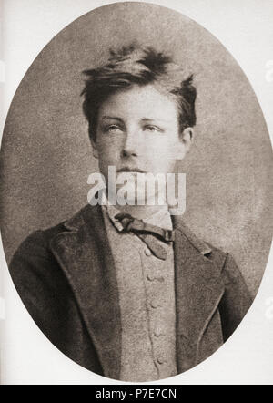 Jean Nicolas Arthur Rimbaud, 1854 - 1891. Poète français. Après une impression contemporaine. Banque D'Images
