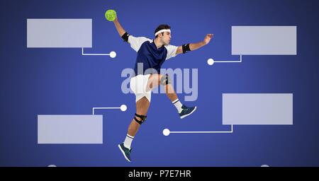 Homme Handball avec panneaux graphique infographie vierge Banque D'Images