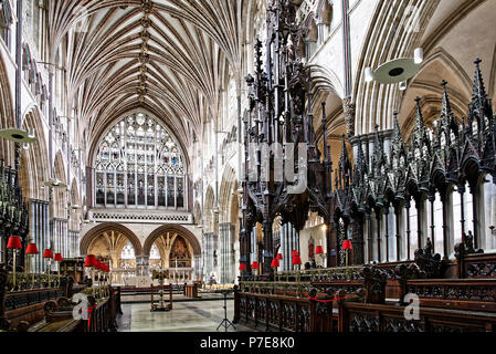 L'église cathédrale de Saint-Pierre à Exeter, est le siège de l'évêque anglican d'Exeter, dans la ville d'Exeter, Devon, au sud-ouest de l'Angleterre Banque D'Images