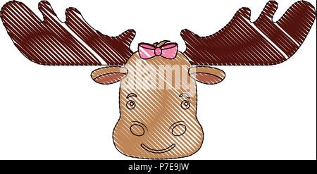 Beau mignon femelle orignal avec bow vector illustration Illustration de Vecteur