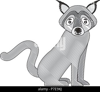 Loup gris assis faune vector illustration Illustration de Vecteur
