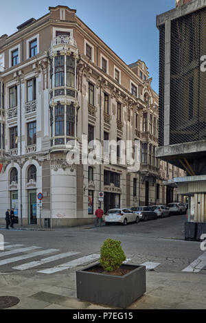 Immeuble construit en 1910 dans la ville de Ferrol, La Corogne, Galice, Espagne, Europe Banque D'Images