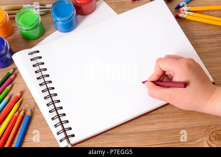 L'écriture à la main livre scolaire Banque D'Images