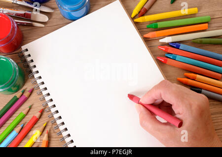 L'écriture à la main livre scolaire Banque D'Images