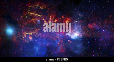 Grands Observatoires Une Vue Unique de la Voie lactée. Pour célébrer l'Année internationale de l'Astronomie 2009, la NASA's grands observatoires -- Le télescope spatial Hubble, le télescope spatial Spitzer et Chandra X-ray Observatory -- ont produit un trio d'images de la région du centre de notre Voie Lactée. Banque D'Images