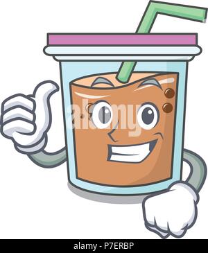 Thumbs up bubble tea cartoon caractère Illustration de Vecteur