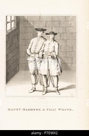 Matthieu Mahoney et Charles White, exécuté pour le meurtre de Sir John Dinely Goodere, 1741. La gravure sur cuivre par R. tombe de John Caulfield's Portraits, mémoires et caractères de personnes remarquables, jeune, Londres, 1819. Banque D'Images