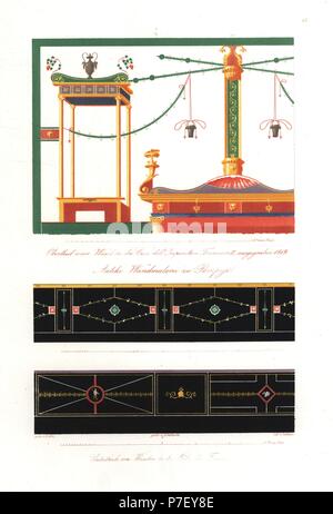 Un Trompe l'oeil peinture murale à partir de la Casa delle Grazie, fouillé en 1819, et le Forum de plinthes, Pompéi. Lithographie coloriée par Dettmers après une illustration par Wilhelm Zahn de son ornement de toutes les époques de l'art classique, Ornamente klassischen und Kunst-Epochen, Reimer, Berlin, 1834. Banque D'Images