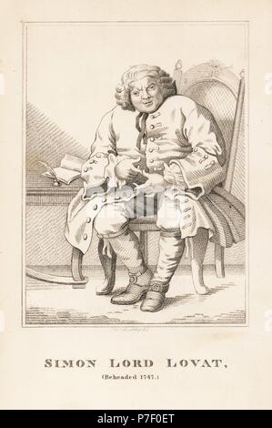 Lord Simon Lovat, violeur reconnu et traître, décapité en 1747. La gravure sur cuivre par William Maddocks de John Caulfield's Portraits, mémoires et caractères de personnes remarquables, jeune, Londres, 1819. Banque D'Images