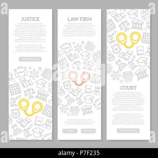 Vecteur de la criminalité, droit, de la police et de la justice avec l'icône Bannières verticales. Vector illustration Illustration de Vecteur