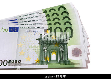 Ventilateur pile de billets de 100 Euros Banque D'Images