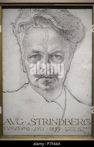 August Strindberg (1849-1912). L'écrivain suédois. Portrait par Carl Larsson (1853-1919), 1899. Musée national. Stockholm. La Suède. Banque D'Images