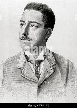 Le prince Victor Emmanuel de Savoy-Aosta, comte de Turin (1870-1946). Fils du Roi d'Espagne Amadeo de Savoie. Gravure de Canso. L'illustration espagnole et américaine, 1891. Banque D'Images