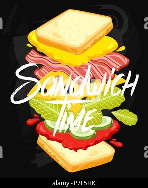 Sandwich sur tableau Illustration de Vecteur