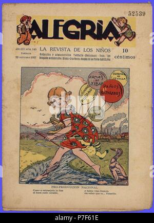 Portada de la revista infantil Alegría. Tarrasa, octubre de 1927. Banque D'Images