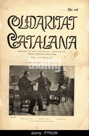 Portada de la revista Catalana', 'olidaritat editada en Barcelona 20 mai 1906. Banque D'Images