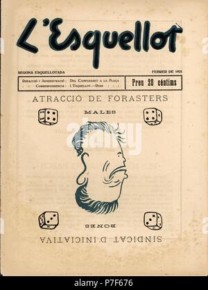 Portada de la revista satírica 'L'Esquellot', editada en Reus, febrero 1921. Banque D'Images