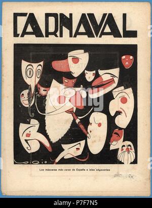 Portada de la revista satírica Carnaval, editada en Barcelona, julio de 1921. Banque D'Images