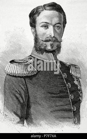 Frédéric I (1826-1907). Grand-duc de Bade (1856-1907). Portrait. Gravure de E. Krell. Historia 'universel', 1881. Banque D'Images