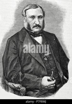 Adolphe de Forcade La Roquette (1820-1874). Avocat et homme politique français. Portrait. Gravure de R. Cremer. Historia 'universel', 1885. Banque D'Images
