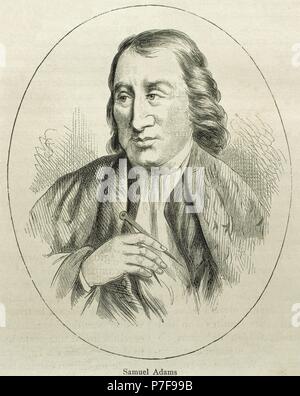 Samuel Adams (1722-1803). Homme d'État américain, philosophe politique, et l'un des pères fondateurs des États-Unis. Portrait. La gravure. Banque D'Images