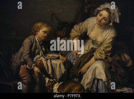 Jean-Baptiste Greuze (1725-1805). Le peintre français. L'enfant gâté, années 1760. Le Musée de l'Ermitage. Saint Petersburg. La Russie. Banque D'Images