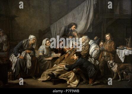 Jean-Baptiste Greuze (1725-1805). Le peintre français. La Piété (le paralytique), 1763. Le Musée de l'Ermitage. Saint Petersburg. La Russie. Banque D'Images