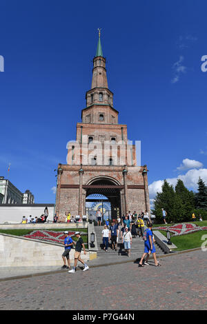 Kazan, Russie. Le 06 juillet, 2018. La tour penchée de Kazan. Le Kremlin de Kazan, forteresse, château, mosquée, UNESCO World Heritage Site, Impressions Kazan Kazan/Coupe du Monde de Football 2018 en Russie à partir de la 14.06. - 15.07.2018. Utilisation dans le monde entier | Credit : dpa/Alamy Live News Banque D'Images