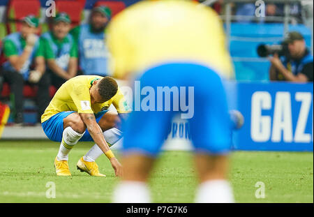 Belgique - Brasil, Soccer, Kazan, Juillet 06, 2018, NEYMAR Bra 10 Triste, Déçu, en colère, d'émotions, de déception, de frustration, frustration, tristesse, désespoir, désespoir, BELGIQUE - Brésil 2018 COUPE DU MONDE DE LA FIFA, la Russie, le meilleur de la saison 2018/2019, 8, 06 juillet 2018, Stade de Kazan, en Russie. © Peter Schatz / Alamy Live News Banque D'Images