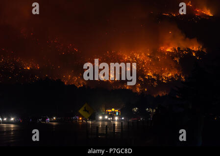 Le feu brûlant dans le lac Christine plus de 5000 acres en Californie Banque D'Images