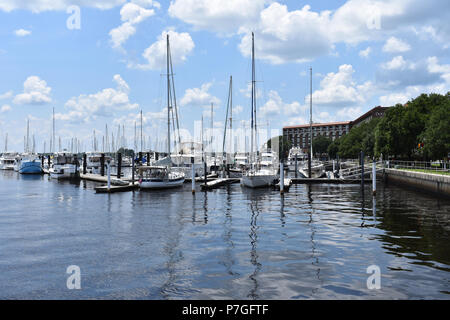 Yachts amarrés au New Bern Grand Marina.situé à New Bern, Caroline du Nord USA. Banque D'Images