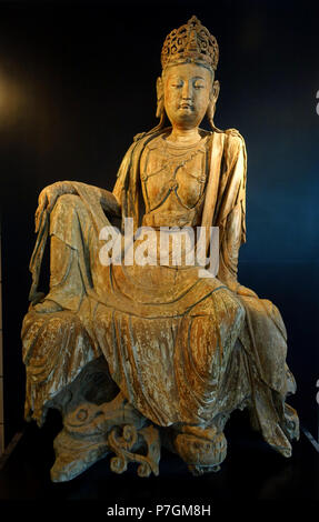 Anglais : Guanyin, Chine, 12e au 13e siècle, le bois avec des pigments polychromes - Hong Kong Museum of Art, Hong Kong. Cette oeuvre est dans le car l'artiste est mort il y a plus de 70 ans. Remarque : bien que le musée n'a pas permis à la photographie de la plupart des articles dans le musée, il autorise explicitement la photographie de cet objet particulier (à la fois dans l'affichage et quand j'ai demandé une garde). Il y a donc aucune restriction à l'utilisation de cette image. 26 juillet 2014, 22:40:31 176, Chine, Guanyin 12e à la 13e siècle, le bois avec des pigments polychromes - Hong Kong Museum of Art - DSC00689 Banque D'Images