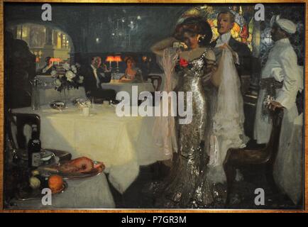 Charles Hoffbauer (1875-1957). Le peintre français. Dans le restaurant, 1907. Huile sur toile. Le Musée de l'Ermitage. Saint Petersburg. La Russie. Banque D'Images