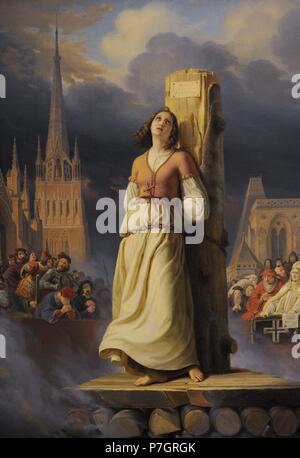 Hermann Anton Stilke (1803-1860). Peintre allemand. La mort de Jeanne d'Arc au bûcher (partie droite de ''La vie de Jeanne d'Arc'',1843) Triptyque. Huile sur toile. Le Musée de l'Ermitage. Saint Petersburg. La Russie. Banque D'Images