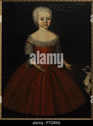 Portrait d'une fille Anna Amalia Horst, 1740. Artiste inconnu. Huile sur toile. Le Musée de l'Ermitage. Saint Petersburg. La Russie. Banque D'Images