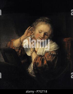 Rembrandt Harmenszoon van Rijn (1606-1669). Peintre hollandais. Jeune femme aux boucles d, 1657. Le Musée de l'Ermitage. Saint Petersburg. La Russie. Banque D'Images