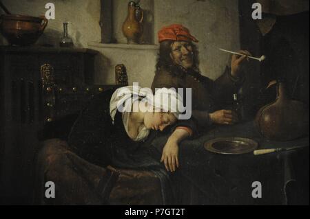 Havickszoon Jan Steen (1626-1679). Peintre hollandais. Les fêtards, 1660. Détail. Le Musée de l'Ermitage. Saint Petersburg. La Russie. Banque D'Images