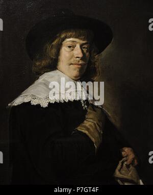 Frans Hals (1580-1666). Peintre hollandais. Portrait d'un jeune homme tenant un gant, c.1650. Le Musée de l'Ermitage. Saint Petersburg. La Russie. Banque D'Images