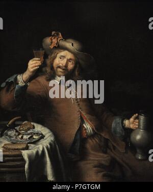 Pieter Cornelisz van Slingelandt (1640-1691). Peintre hollandais. Petit-déjeuner d'un jeune homme. Le Musée de l'Ermitage. Saint Petersburg. La Russie. Banque D'Images