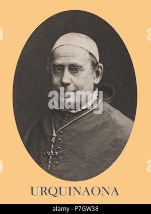 José María Urquinaona Bidot (1814-1883), obispo de Canarias y Barcelona. Participó en el Concilio Vaticano I. La gravure de 1871. Banque D'Images