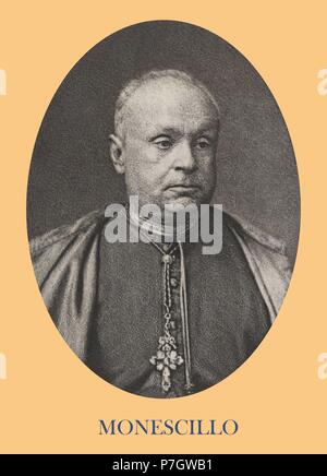 Antolin Monescillo Viso (1811-1897), obispo de Jaén. Participó en el Concilio Vaticano I. La gravure de 1871. Banque D'Images