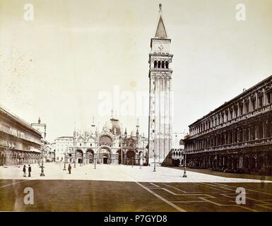 [Venecia, Plaza de San Marcos, Catedral de San Marcos y Campanile]. Banque D'Images