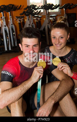 Vimercate - gymnastique aérobique, - Michela Castoldi et Davide Donati (Fusion aérobie) ont remporté le titre de champion du monde de gymnastique aérobique à G Banque D'Images