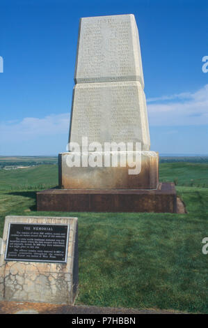 Monument aux soldats morts 7e Cavalerie sur Custer Hill, Little Bighorn Battlefield, Montana. Photographie Banque D'Images