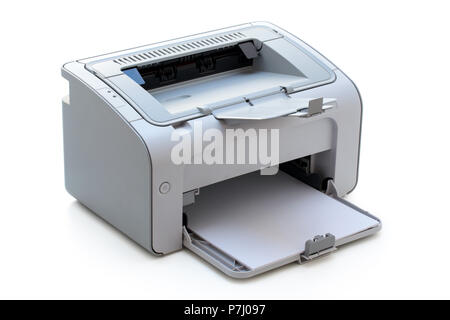 Imprimante laser compacte isolé sur fond blanc. Banque D'Images