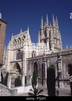 PORTADA DE LA CORONERIA-1250- VISTA DEL CIMBORRIO-RESTAURACION 2001. Emplacement : CATEDRAL-extérieur, Burgos, Espagne. Banque D'Images