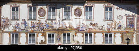 Lüftlmalerei (peinture murale traditionnelle) à Oberammergau, Upper Bavaria, Bavaria, Germany, Banque D'Images