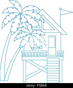 Baywatch édifice Booth avec arbres palms Illustration de Vecteur